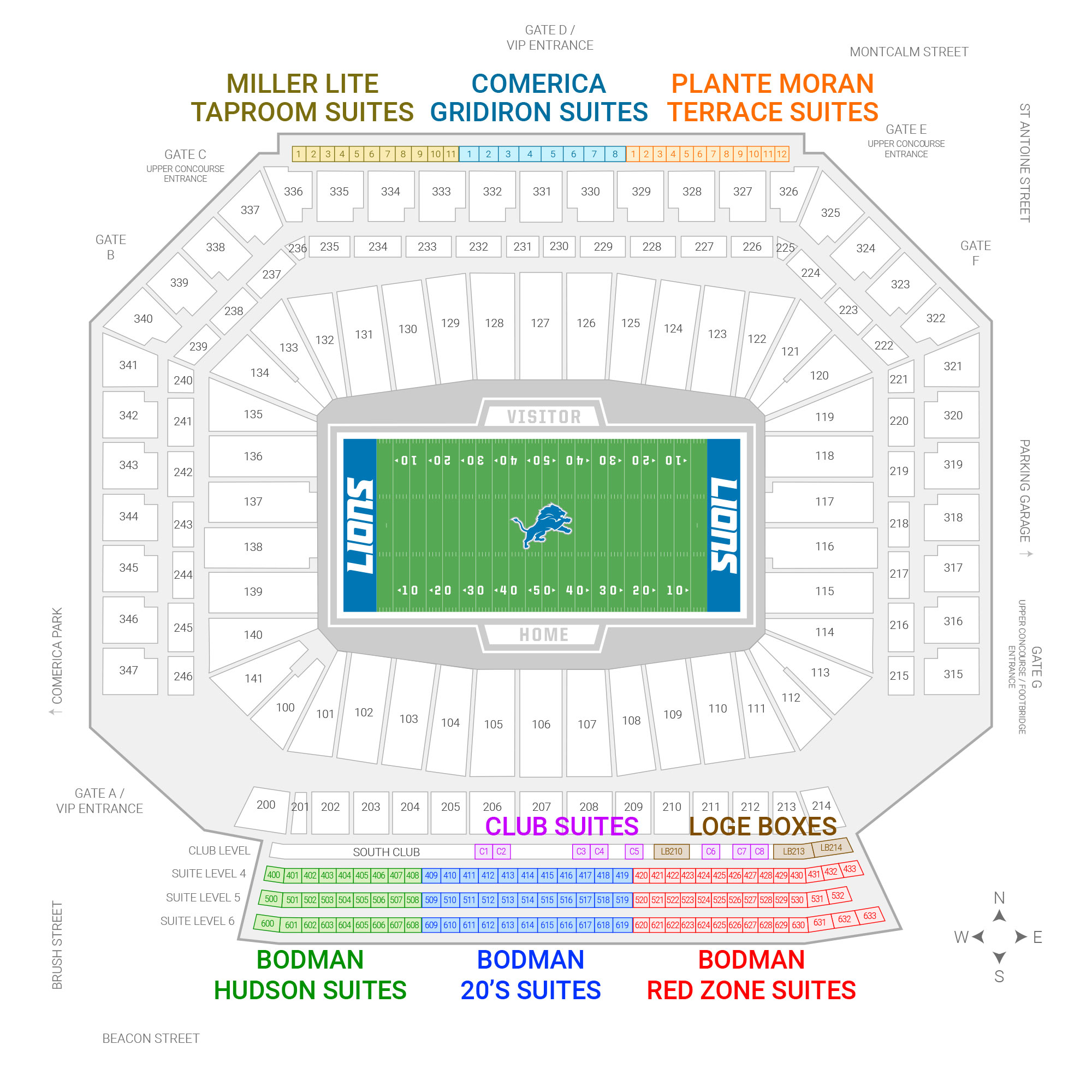 Ford Field /  Suite Map and Seating Chart